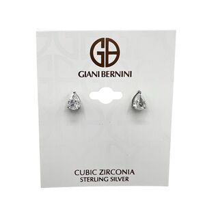 NWT Giani Bernini Sterling Silver Pear Cut Cubic Zirconia Stud Earrings